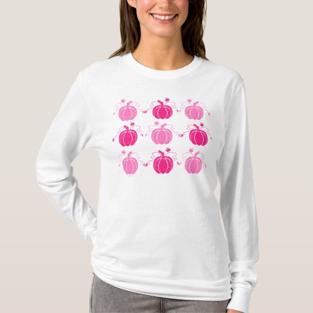 Rosa och vita feligree-pumpor t shirt (Framsida)