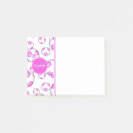 rosa- och vita fotbollar, girig sport post-it block