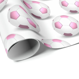 rosa och vita fotbollar presentpapper