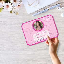 Rosa och vita Hearts Kärlek-kuponger Alla hjärtans Inbjudningar