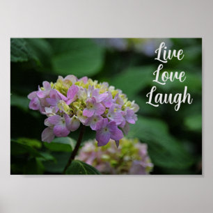 Rosa och vita Hydrangea Flowers Motivational Poster