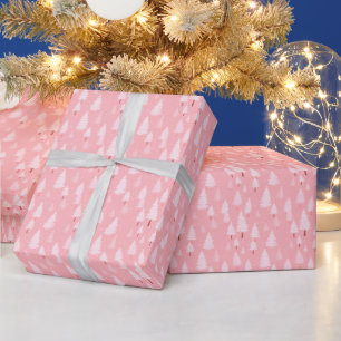 Rosa och vita julgranar jul presentpapper