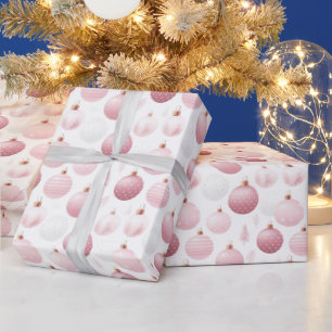 Rosa och vita julgransprydnader jul presentpapper
