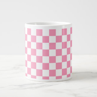 Rosa och Vita kontrollpanel Mönster Jumbo Mugg