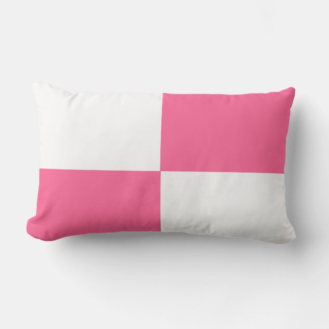 rosa och vita kontrolltavla mönster lumbarkudde (Framsida)