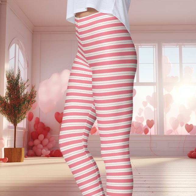Rosa och vita kränkta Alla hjärtans dag Leggings (Skapare uppladdad)