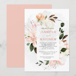 Rosa och vita länkar, Rosor, ponnyer, magnolier Inbjudningar