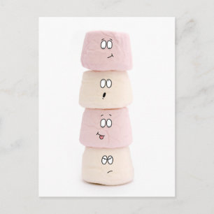 rosa och vita marshmallow-tecken vykort