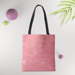 Rosa och vita matematiska ekvationer och matematis tygkasse