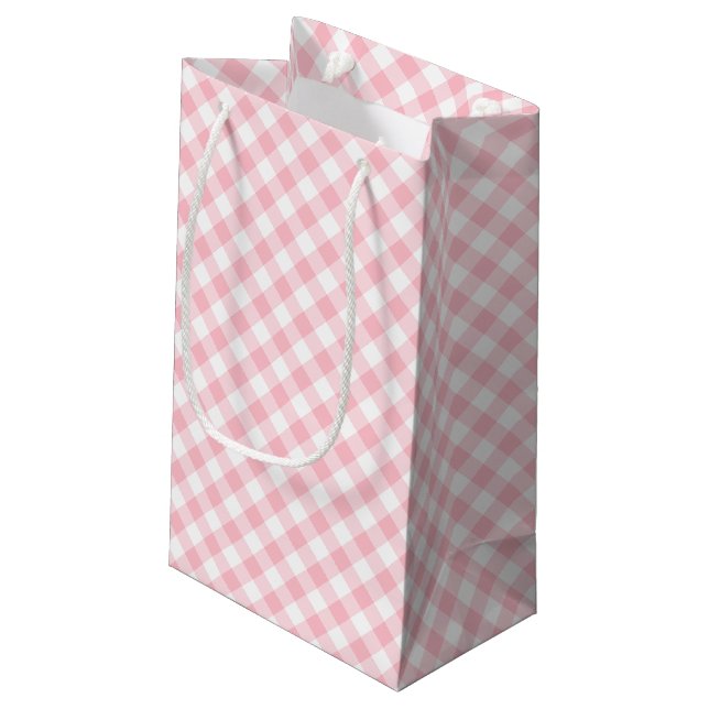 Rosa och vita medelStorleka diagonala Gingham-kont (Baksidan Vinklad)