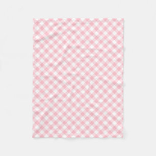 Rosa och vita medelStorleka diagonala Gingham-kont Fleecefilt