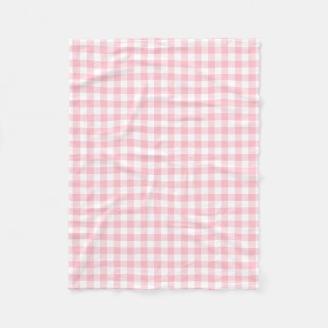 Rosa och vita, medelStorleka Gingham-kontroller Fleecefilt (Framsidan)