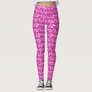 Rosa och vita Musik noter Leggings