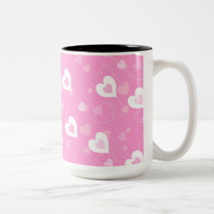 Rosa och vita örter Mönster Kaffe Mugg