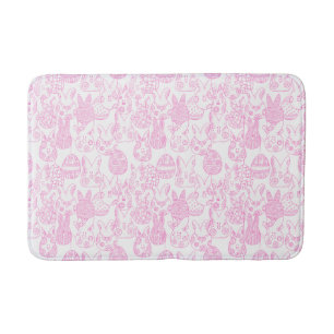 Rosa och vita Påskhare och ägg Bath Mat Badrumsmatta