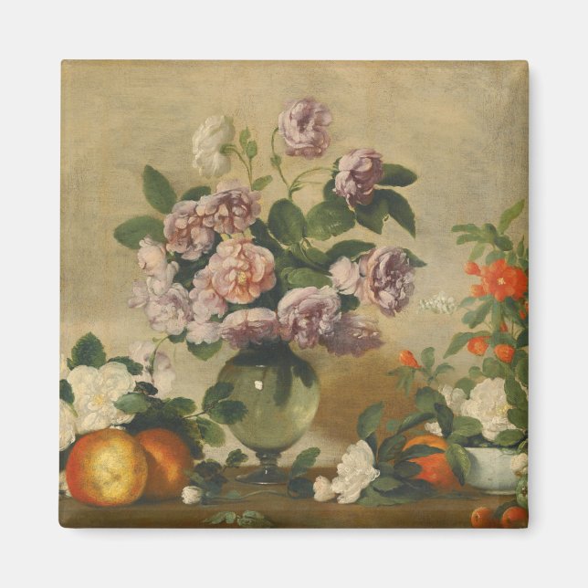 Rosa och vita peonblommor (Peonies still Life) Magnet (Framsidan)