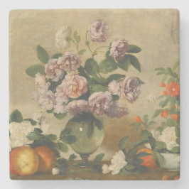 Rosa och vita peonblommor (Peonies still Life) Stenunderlägg