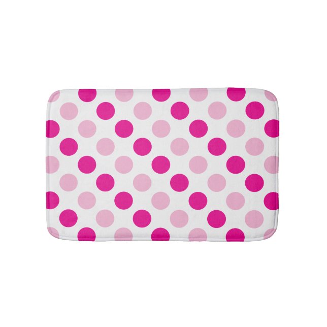 Rosa och vita polka dots mönster badrumsmatta (Framsidan)