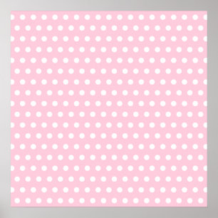 Rosa och Vita Polka dots Mönster. Poster