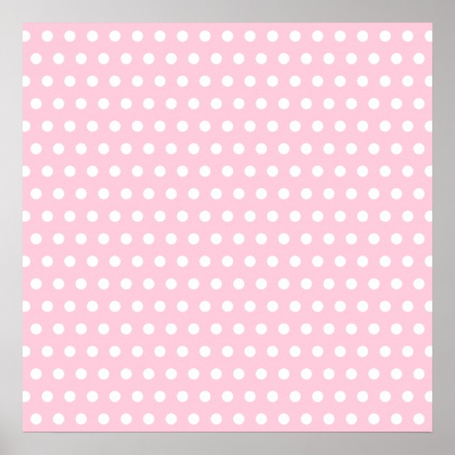 Rosa och Vita Polka dots Mönster. Poster (Framsidan)