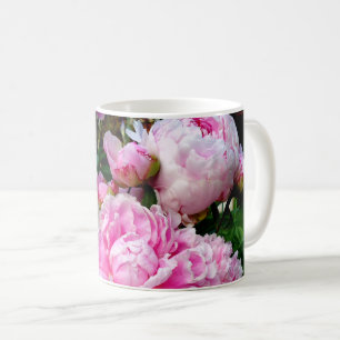 Rosa och vita ponnyer kaffemugg