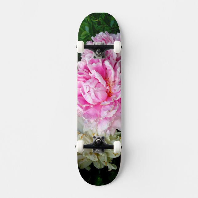 Rosa och vita ponnyer old school skateboard bräda 21,6 cm (Framsida)