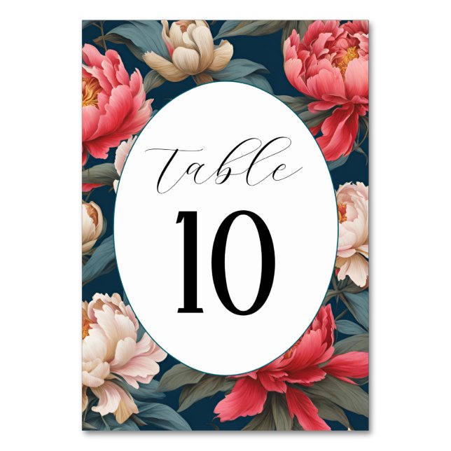 Rosa och vita ponnyer Oriental Bröllop Bordsnummer (Framsidan)