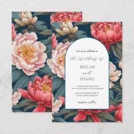 Rosa och vita ponnyer Oriental Bröllop Inbjudningar
