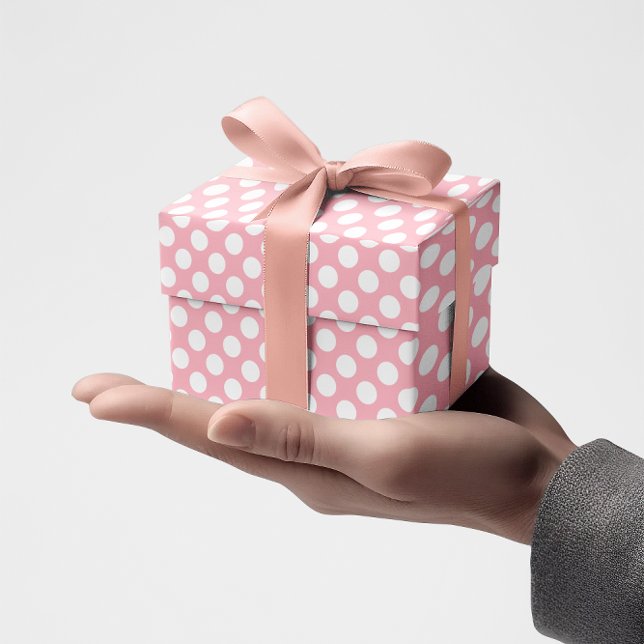 Rosa och vita prickar presentpapper (Pink and White Polka Dot Wrapping Paper)