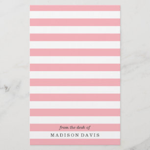 Rosa och Vita Rand   Personlig Stationery Brevpapper