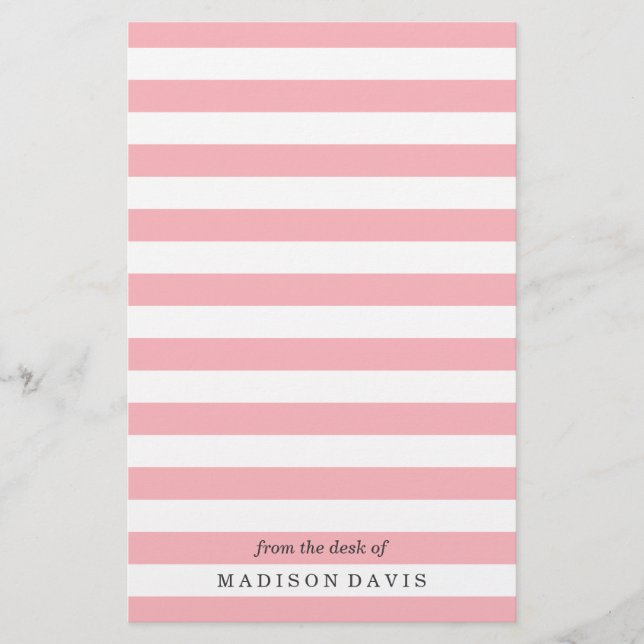 Rosa och Vita Rand | Personlig Stationery Brevpapper (Framsida)