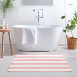  Rosa och Vita Rand | Redigerbar Färg Badrumsmatta
