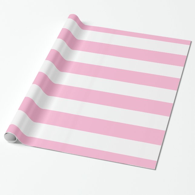 Rosa och vita randigt mönster i extra stor storlek presentpapper (Utrullad)
