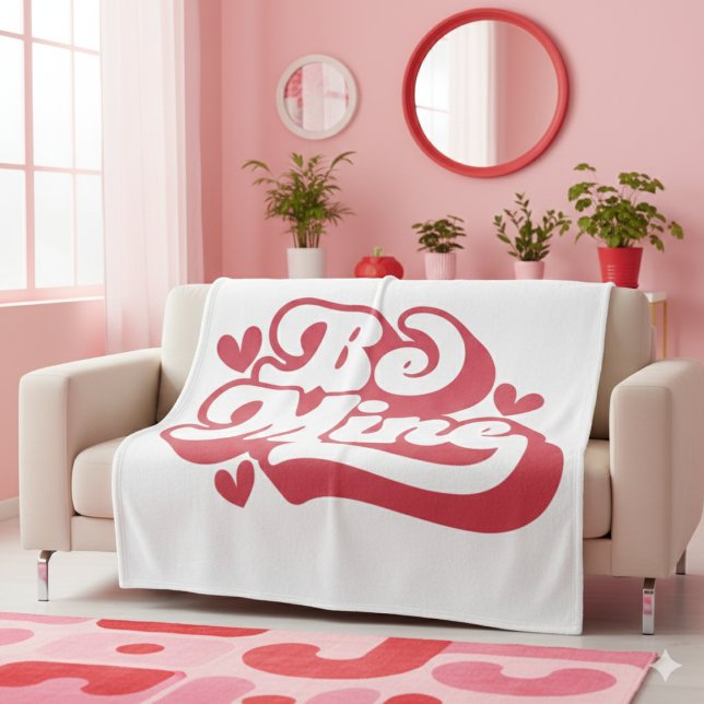 Rosa och vita retro-vibbar var mina  fleecefilt (Pink and White Retro Vibes Be Mine Fleece Blanket)
