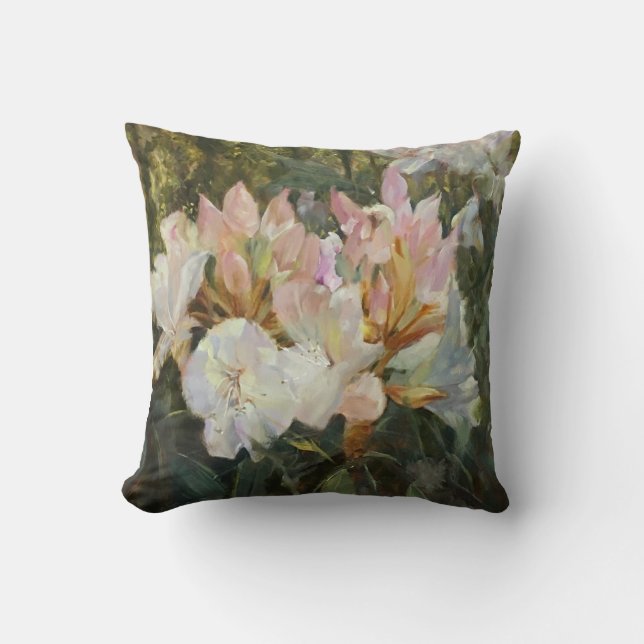 Rosa och vita rododendroner Djupa Gröntar - Foliag Kudde (Framsida)