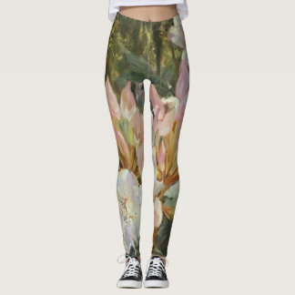 Rosa och vita rododendroner Djupa Gröntar - Foliag Leggings
