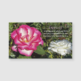 Rosa och vita rosor Foto Lycka Citat Magnet