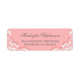 Rosa och Vita Snöre Bröllop Returadress Etikett
