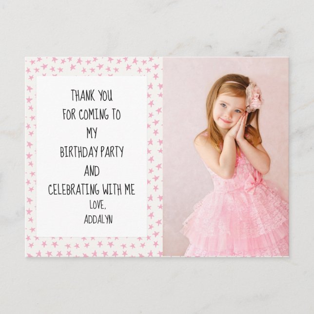 Rosa och vita stjärnor Tack Vykort (Framsida)