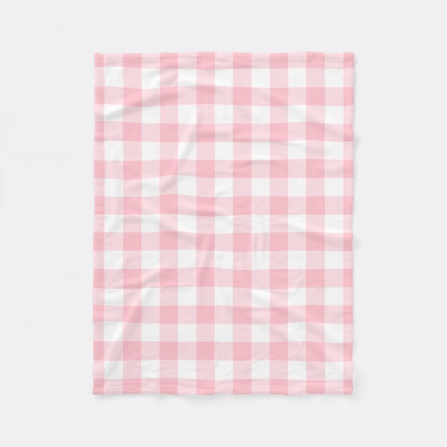 Rosa och vita stora Storleka Gingham-kontroller Fleecefilt (Framsidan)