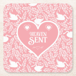 Rosa och Vita Svan Mönster för babyskor Underlägg Papper Kvadrat