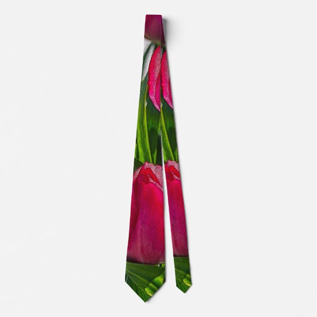 Rosa och vita tulpaner Painterly Neck Tie Slips (Framsida)