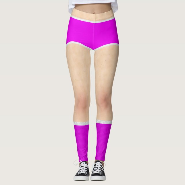 Rosa och vita underkläder och strumpor Legging (Framsida)