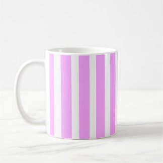 Rosa och vita vertikala ränder kaffemugg