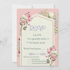 Rosa och vita vilda blommor Geometrisk RSVP-kort Inbjudningar