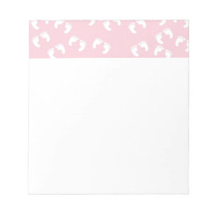 Rosa- och vitbabyfot - baby showertryck anteckningsblock