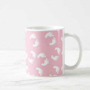 Rosa- och vitbabyfot - baby showertryck kaffemugg