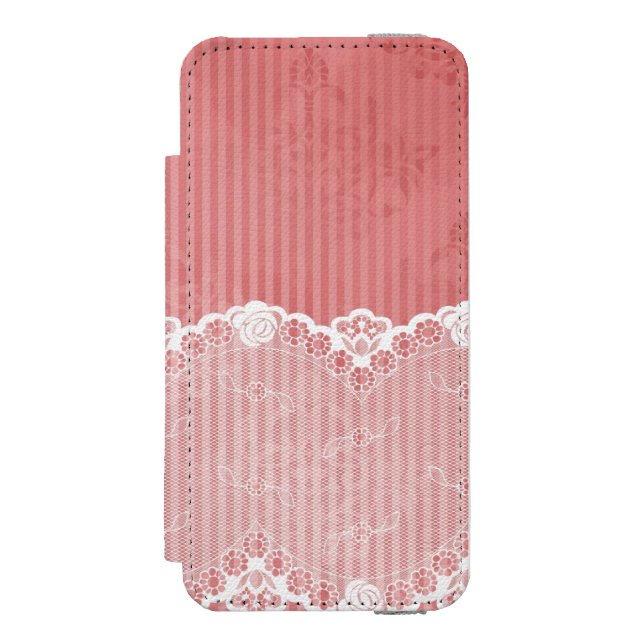 Rosa- och vitbakgrund med svart snöre incipio iPhone wallet skal (Folio Framsidan)