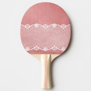 Rosa- och vitbakgrund med svart snöre pingisracket