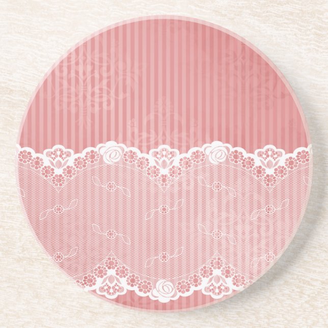 Rosa- och vitbakgrund med svart snöre underlägg (Framsidan)